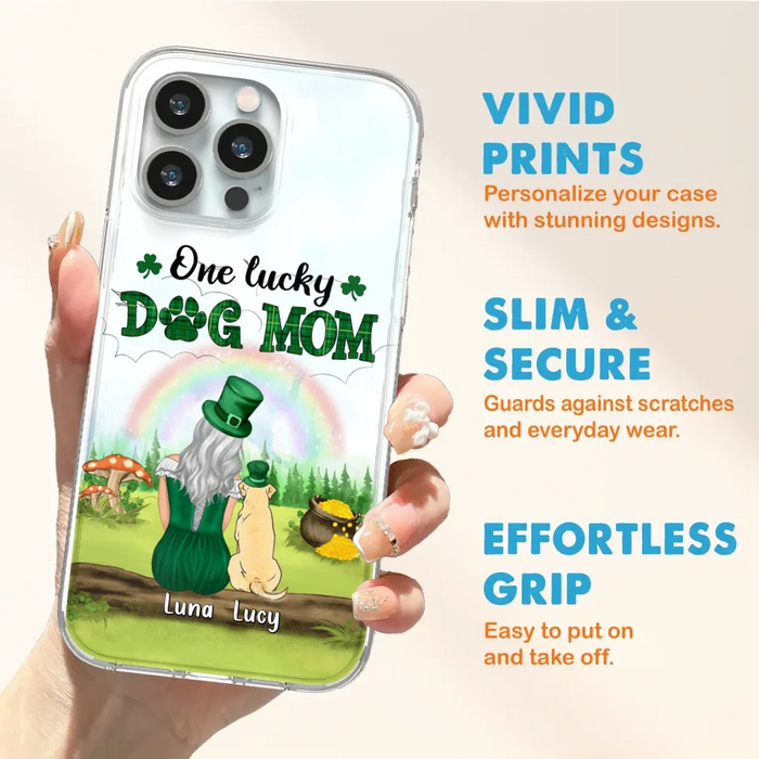 Custom Personalized Dog Mom Phone Case - Upto 4 Dogs - St. Patrick's Day Gift Idea For Dog Lover - Case For iPhone/Samsung