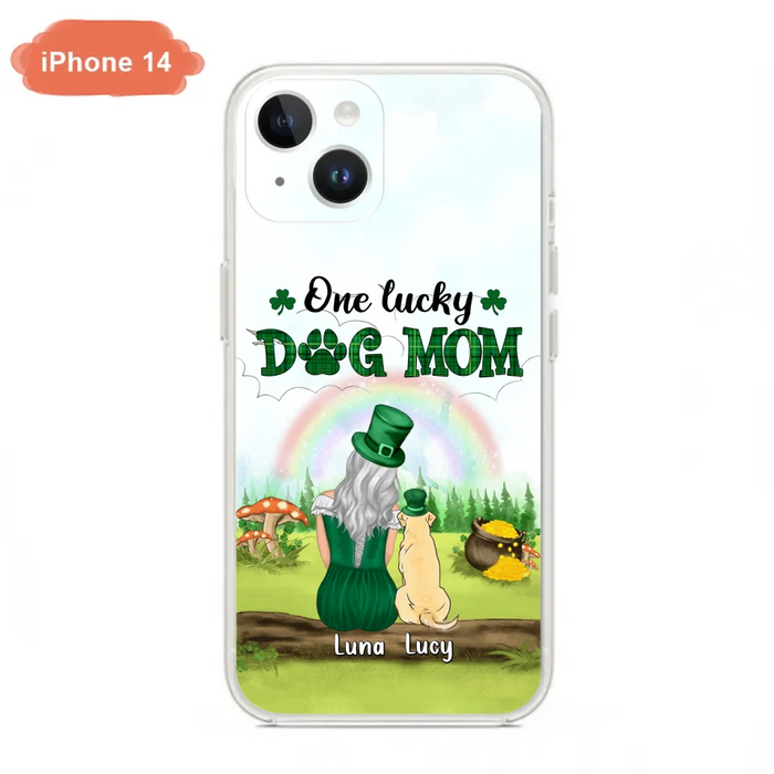 Custom Personalized Dog Mom Phone Case - Upto 4 Dogs - St. Patrick's Day Gift Idea For Dog Lover - Case For iPhone/Samsung