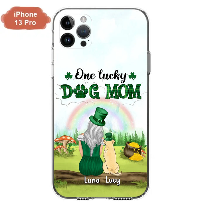 Custom Personalized Dog Mom Phone Case - Upto 4 Dogs - St. Patrick's Day Gift Idea For Dog Lover - Case For iPhone/Samsung