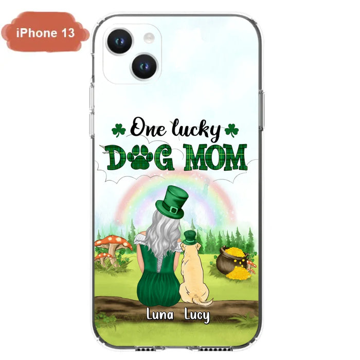 Custom Personalized Dog Mom Phone Case - Upto 4 Dogs - St. Patrick's Day Gift Idea For Dog Lover - Case For iPhone/Samsung