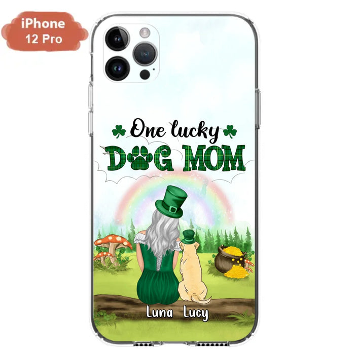 Custom Personalized Dog Mom Phone Case - Upto 4 Dogs - St. Patrick's Day Gift Idea For Dog Lover - Case For iPhone/Samsung