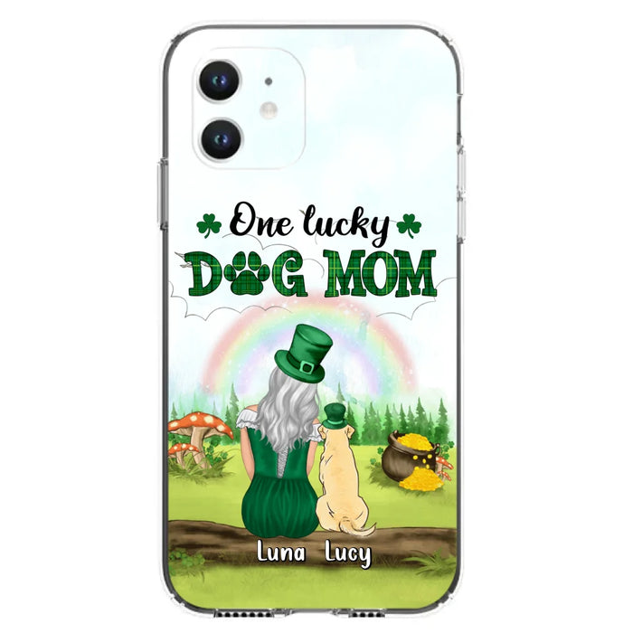 Custom Personalized Dog Mom Phone Case - Upto 4 Dogs - St. Patrick's Day Gift Idea For Dog Lover - Case For iPhone/Samsung