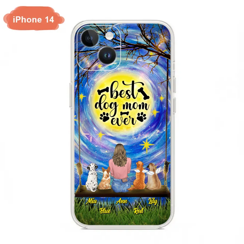 Custom Personalized Dog Mom Phone Case - Upto 4 Dogs - Gift Idea For Dog Lovers - I Love You To the Moon And Back - Case For iPhone/Samsung
