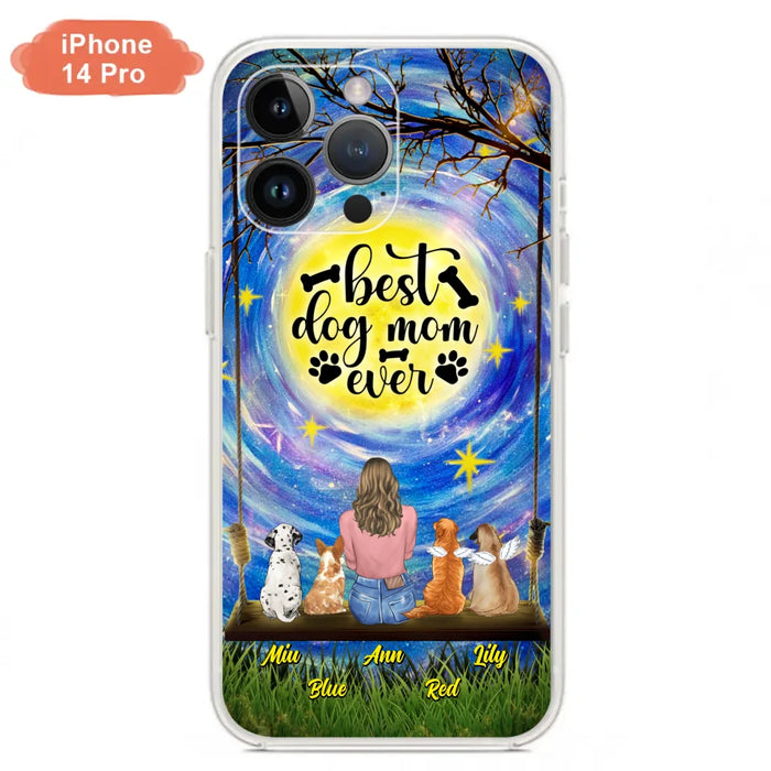 Custom Personalized Dog Mom Phone Case - Upto 4 Dogs - Gift Idea For Dog Lovers - I Love You To the Moon And Back - Case For iPhone/Samsung