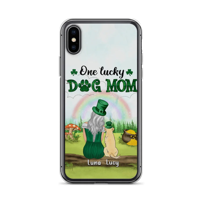 Custom Personalized Dog Mom Phone Case - Upto 4 Dogs - St. Patrick's Day Gift Idea For Dog Lover - Case For iPhone/Samsung