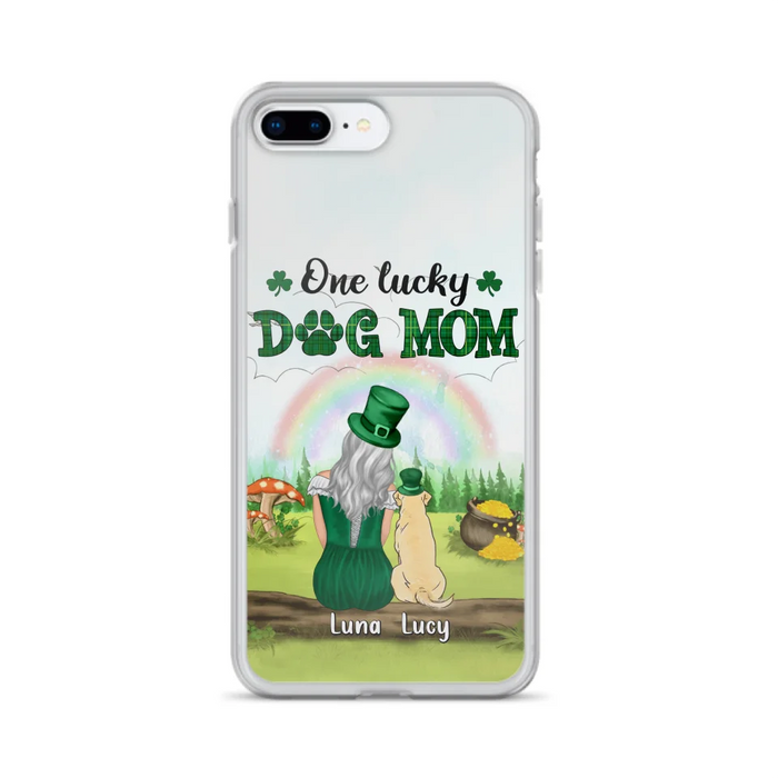 Custom Personalized Dog Mom Phone Case - Upto 4 Dogs - St. Patrick's Day Gift Idea For Dog Lover - Case For iPhone/Samsung