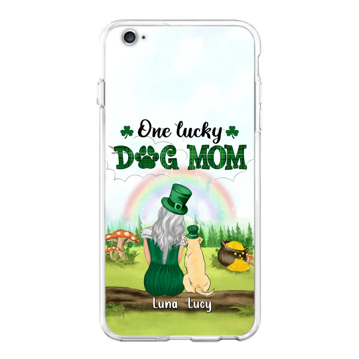 Custom Personalized Dog Mom Phone Case - Upto 4 Dogs - St. Patrick's Day Gift Idea For Dog Lover - Case For iPhone/Samsung