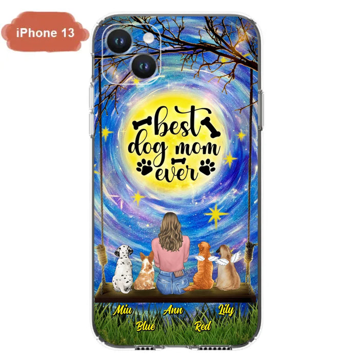 Custom Personalized Dog Mom Phone Case - Upto 4 Dogs - Gift Idea For Dog Lovers - I Love You To the Moon And Back - Case For iPhone/Samsung