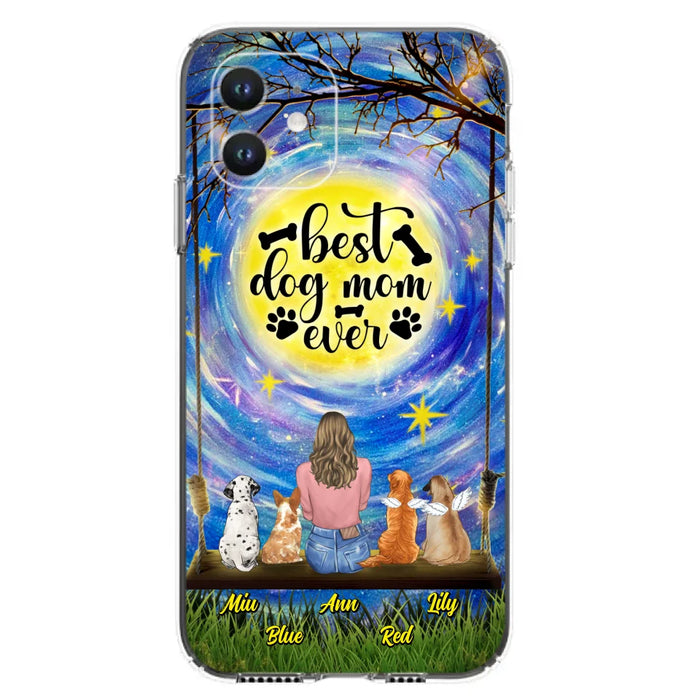 Custom Personalized Dog Mom Phone Case - Upto 4 Dogs - Gift Idea For Dog Lovers - I Love You To the Moon And Back - Case For iPhone/Samsung