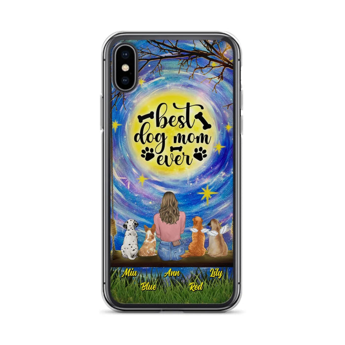 Custom Personalized Dog Mom Phone Case - Upto 4 Dogs - Gift Idea For Dog Lovers - I Love You To the Moon And Back - Case For iPhone/Samsung