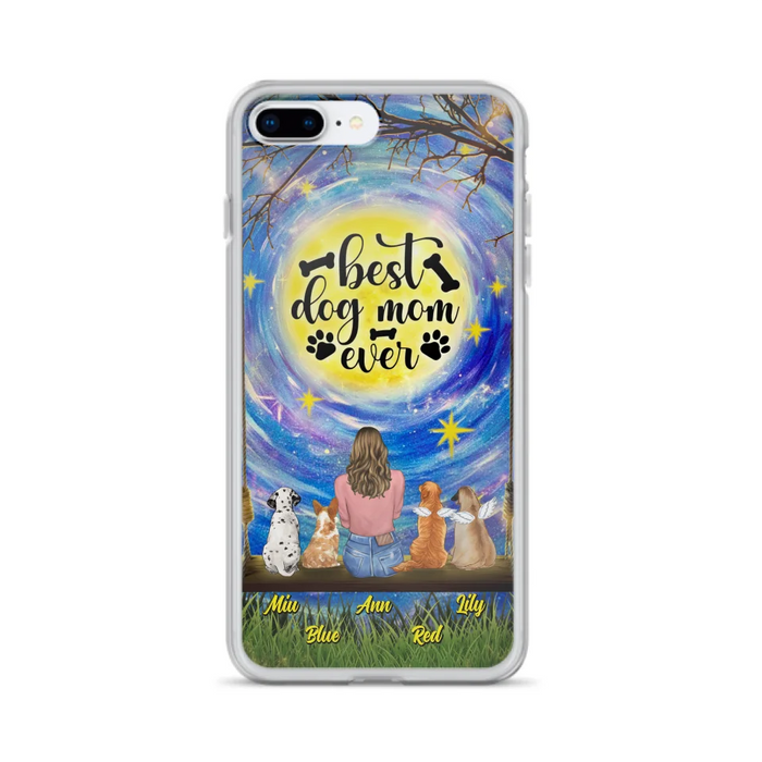 Custom Personalized Dog Mom Phone Case - Upto 4 Dogs - Gift Idea For Dog Lovers - I Love You To the Moon And Back - Case For iPhone/Samsung