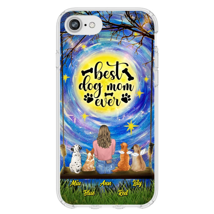 Custom Personalized Dog Mom Phone Case - Upto 4 Dogs - Gift Idea For Dog Lovers - I Love You To the Moon And Back - Case For iPhone/Samsung