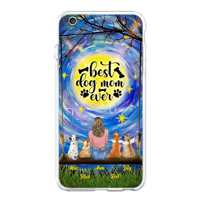 Custom Personalized Dog Mom Phone Case - Upto 4 Dogs - Gift Idea For Dog Lovers - I Love You To the Moon And Back - Case For iPhone/Samsung