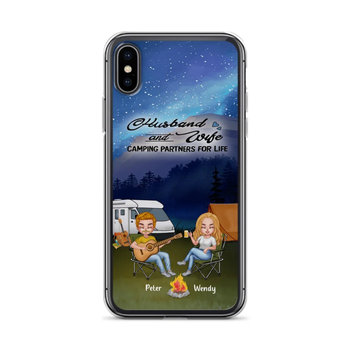 Custom Personalized Guitar Camping Phone Case for iPhone and Samsung - Gift For Camping Lovers, Dog Lovers with up to 2 Dogs - Husband and Wife Camping Partners For Life