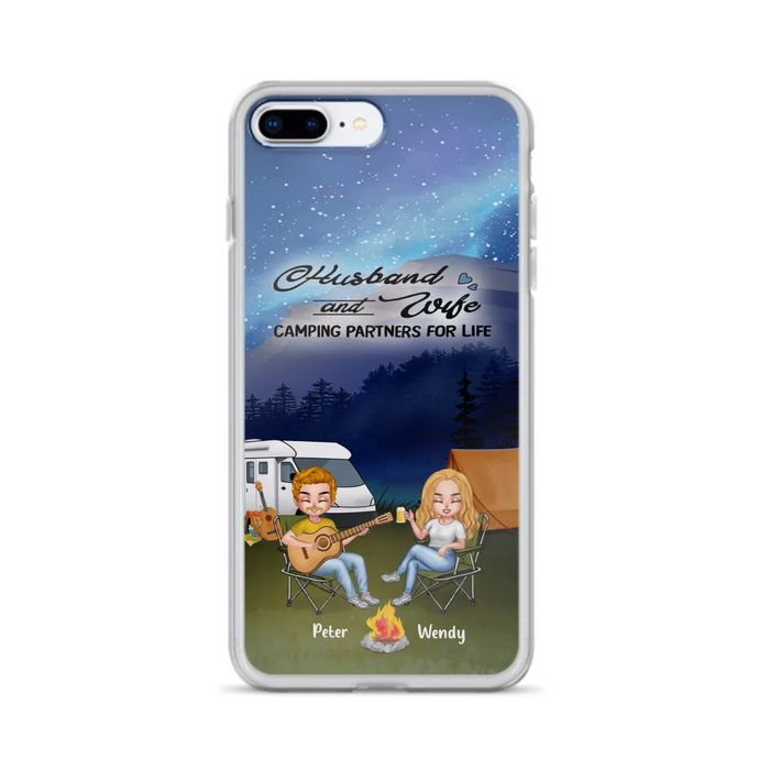 Custom Personalized Guitar Camping Phone Case for iPhone and Samsung - Gift For Camping Lovers, Dog Lovers with up to 2 Dogs - Husband and Wife Camping Partners For Life