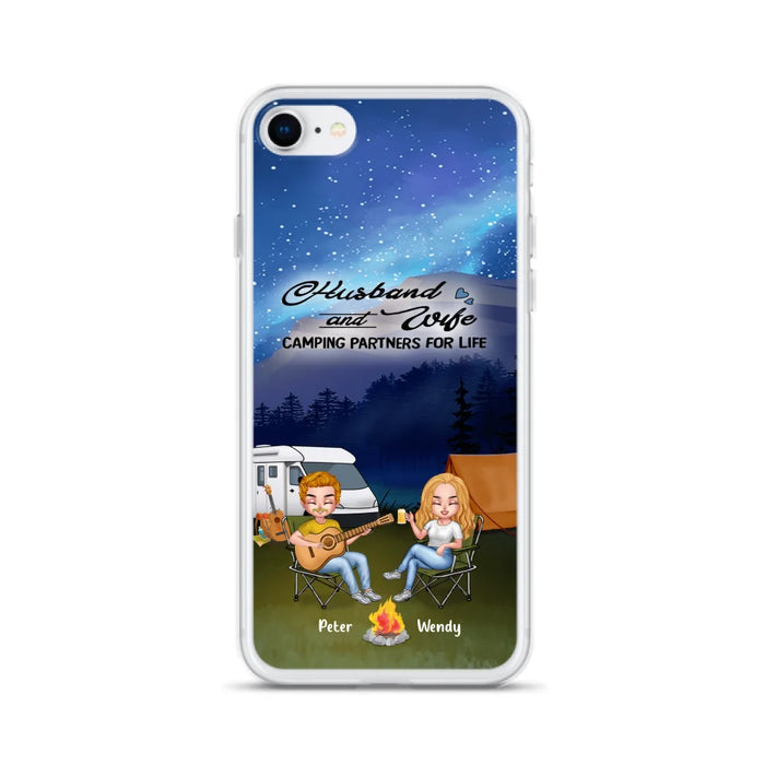 Custom Personalized Guitar Camping Phone Case for iPhone and Samsung - Gift For Camping Lovers, Dog Lovers with up to 2 Dogs - Husband and Wife Camping Partners For Life