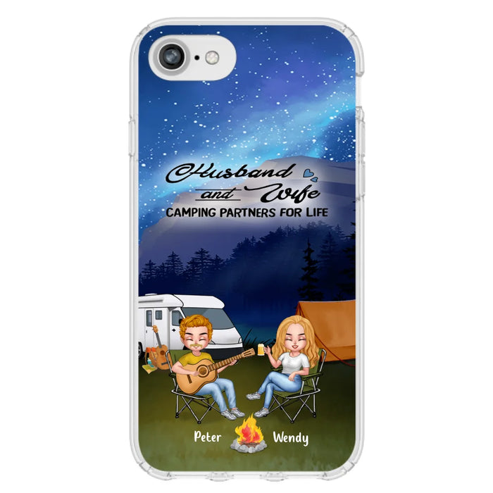 Custom Personalized Guitar Camping Phone Case for iPhone and Samsung - Gift For Camping Lovers, Dog Lovers with up to 2 Dogs - Husband and Wife Camping Partners For Life