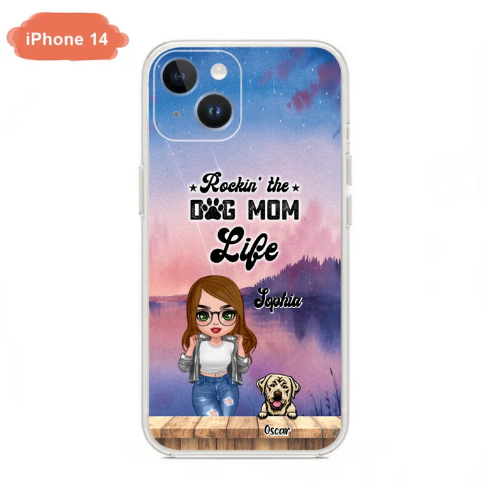 Custom Personalized Dog Mom Chibi Front Phone Case - Gifts For Dog Lover With Up to 4 Dogs - Rockin' The Dog Mom Life - Case For iPhone And Samsung