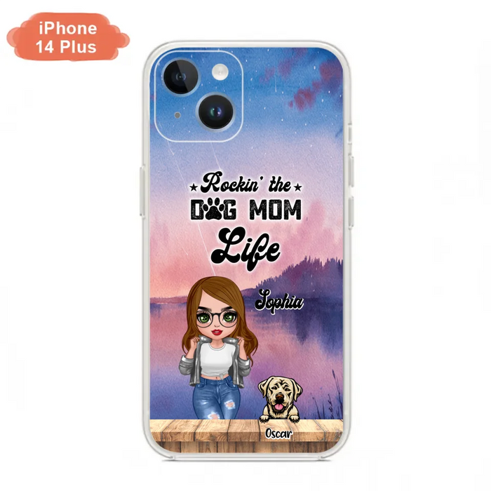 Custom Personalized Dog Mom Chibi Front Phone Case - Gifts For Dog Lover With Up to 4 Dogs - Rockin' The Dog Mom Life - Case For iPhone And Samsung