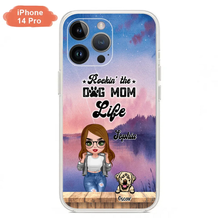 Custom Personalized Dog Mom Chibi Front Phone Case - Gifts For Dog Lover With Up to 4 Dogs - Rockin' The Dog Mom Life - Case For iPhone And Samsung