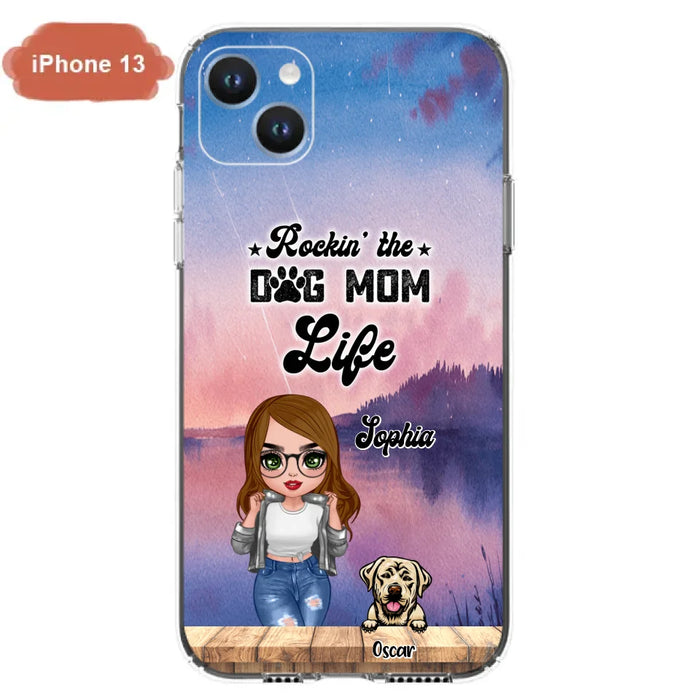 Custom Personalized Dog Mom Chibi Front Phone Case - Gifts For Dog Lover With Up to 4 Dogs - Rockin' The Dog Mom Life - Case For iPhone And Samsung