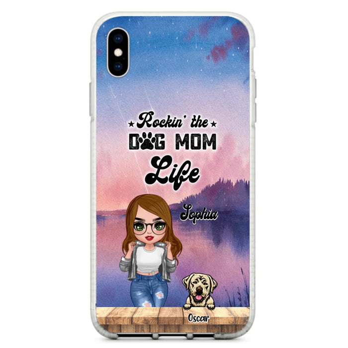 Custom Personalized Dog Mom Chibi Front Phone Case - Gifts For Dog Lover With Up to 4 Dogs - Rockin' The Dog Mom Life - Case For iPhone And Samsung