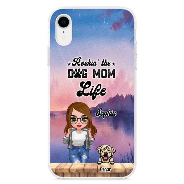 Custom Personalized Dog Mom Chibi Front Phone Case - Gifts For Dog Lover With Up to 4 Dogs - Rockin' The Dog Mom Life - Case For iPhone And Samsung