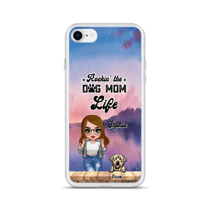 Custom Personalized Dog Mom Chibi Front Phone Case - Gifts For Dog Lover With Up to 4 Dogs - Rockin' The Dog Mom Life - Case For iPhone And Samsung