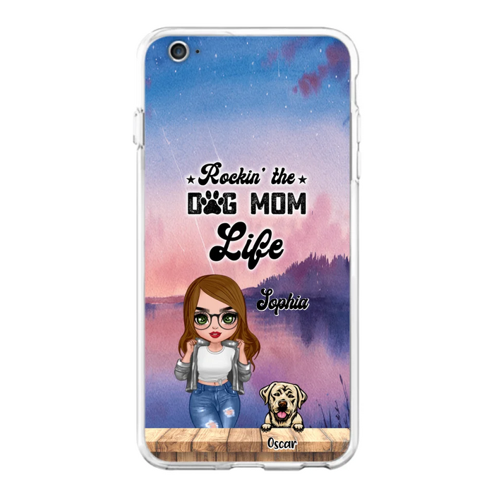 Custom Personalized Dog Mom Chibi Front Phone Case - Gifts For Dog Lover With Up to 4 Dogs - Rockin' The Dog Mom Life - Case For iPhone And Samsung