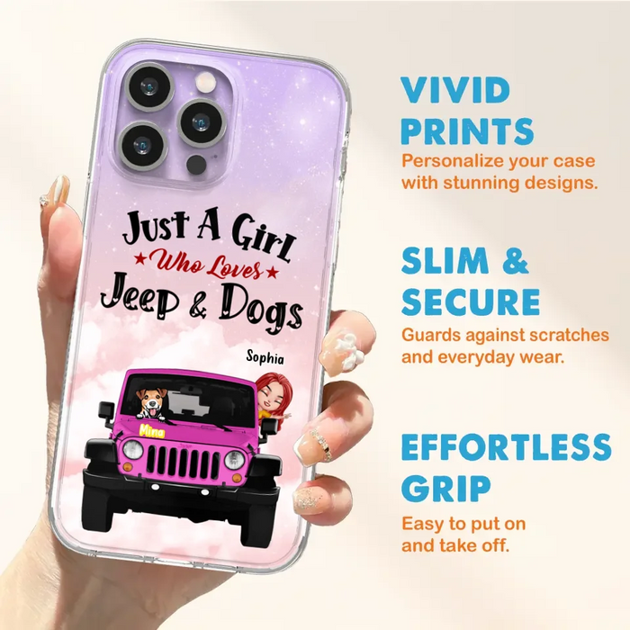 Custom Personalized Dog Mom & Off-road Phone Case- Up to 5 Dogs - Best Gift For Dog Lovers/Mother's Day - Just A Girl - Cases For iPhone And Samsung