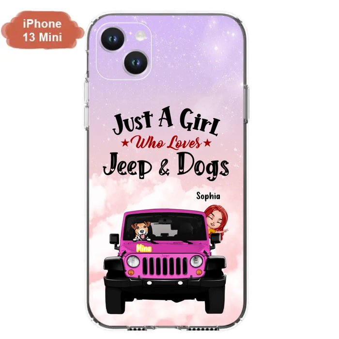 Custom Personalized Dog Mom & Off-road Phone Case- Up to 5 Dogs - Best Gift For Dog Lovers/Mother's Day - Just A Girl - Cases For iPhone And Samsung