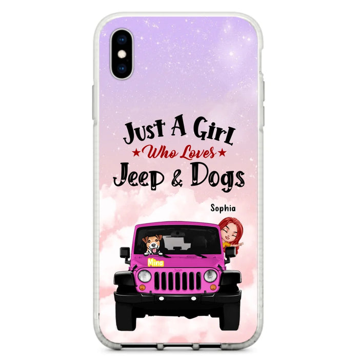 Custom Personalized Dog Mom & Off-road Phone Case- Up to 5 Dogs - Best Gift For Dog Lovers/Mother's Day - Just A Girl - Cases For iPhone And Samsung