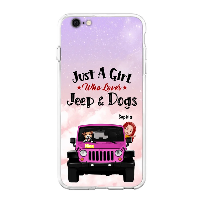 Custom Personalized Dog Mom & Off-road Phone Case- Up to 5 Dogs - Best Gift For Dog Lovers/Mother's Day - Just A Girl - Cases For iPhone And Samsung