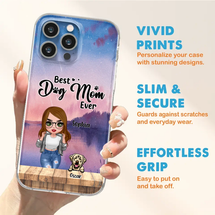 Personalized Dog Mom Chibi Front Phone Case - Gifts For Dog Lover With Up to 4 Dogs - Best Dog Mom Ever - Case For iPhone And Samsung