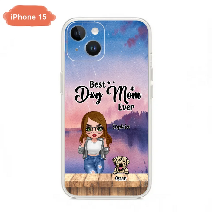 Personalized Dog Mom Chibi Front Phone Case - Gifts For Dog Lover With Up to 4 Dogs - Best Dog Mom Ever - Case For iPhone And Samsung