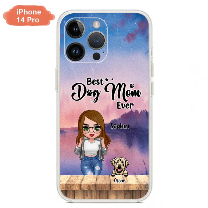 Personalized Dog Mom Chibi Front Phone Case - Gifts For Dog Lover With Up to 4 Dogs - Best Dog Mom Ever - Case For iPhone And Samsung