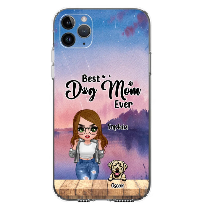 Personalized Dog Mom Chibi Front Phone Case - Gifts For Dog Lover With Up to 4 Dogs - Best Dog Mom Ever - Case For iPhone And Samsung