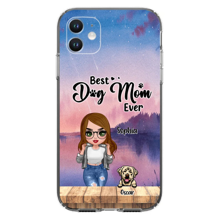 Personalized Dog Mom Chibi Front Phone Case - Gifts For Dog Lover With Up to 4 Dogs - Best Dog Mom Ever - Case For iPhone And Samsung