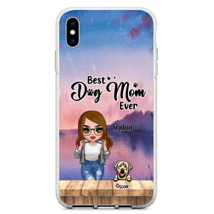 Personalized Dog Mom Chibi Front Phone Case - Gifts For Dog Lover With Up to 4 Dogs - Best Dog Mom Ever - Case For iPhone And Samsung