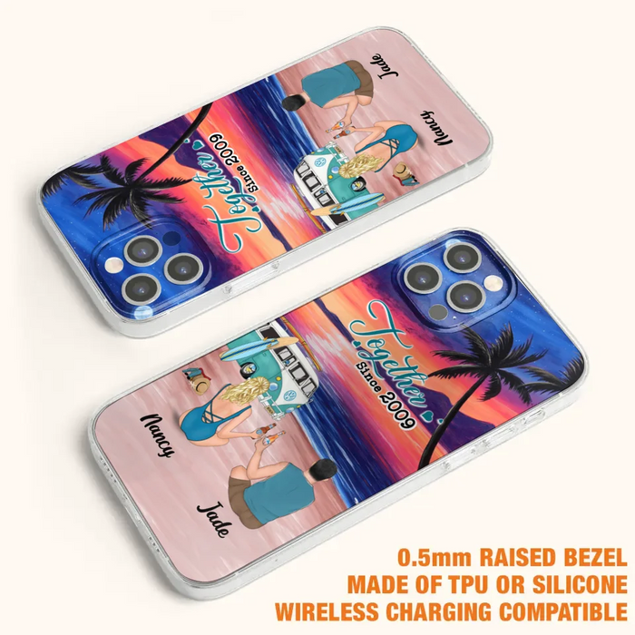 Personalized Beach Camping Phone Case - Gifts For Camping/Dog/Cat Lover With Up to 3 Kids And 3 Pets - This Is Our Happy Place - Case For iPhone And Samsung