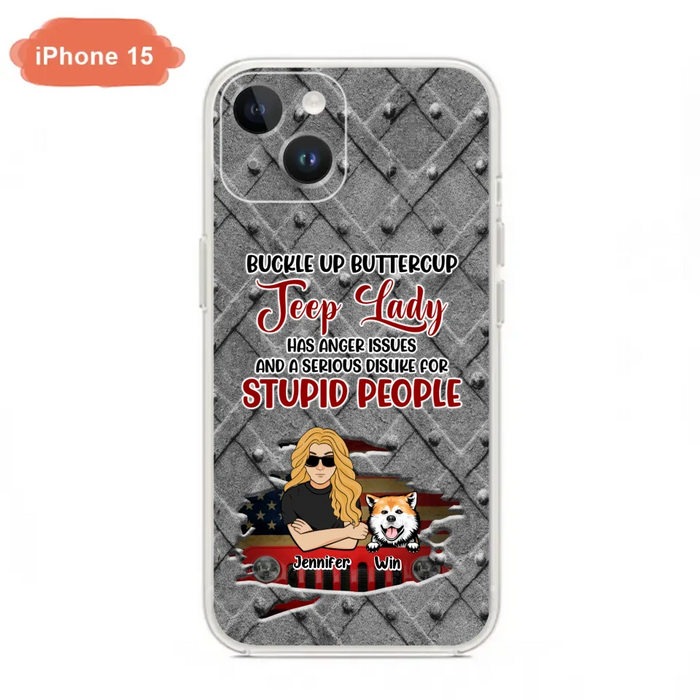 Custom Personalized Off-road Dog Lady Phone Case - Up to 4 Dogs - Gift Idea For Dogs Lover - Off-road Lady Has Anger Issues And A Serious Dislike - Case For iPhone And Samsung