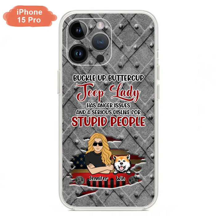 Custom Personalized Off-road Dog Lady Phone Case - Up to 4 Dogs - Gift Idea For Dogs Lover - Off-road Lady Has Anger Issues And A Serious Dislike - Case For iPhone And Samsung