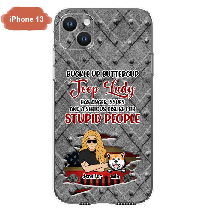 Custom Personalized Off-road Dog Lady Phone Case - Up to 4 Dogs - Gift Idea For Dogs Lover - Off-road Lady Has Anger Issues And A Serious Dislike - Case For iPhone And Samsung