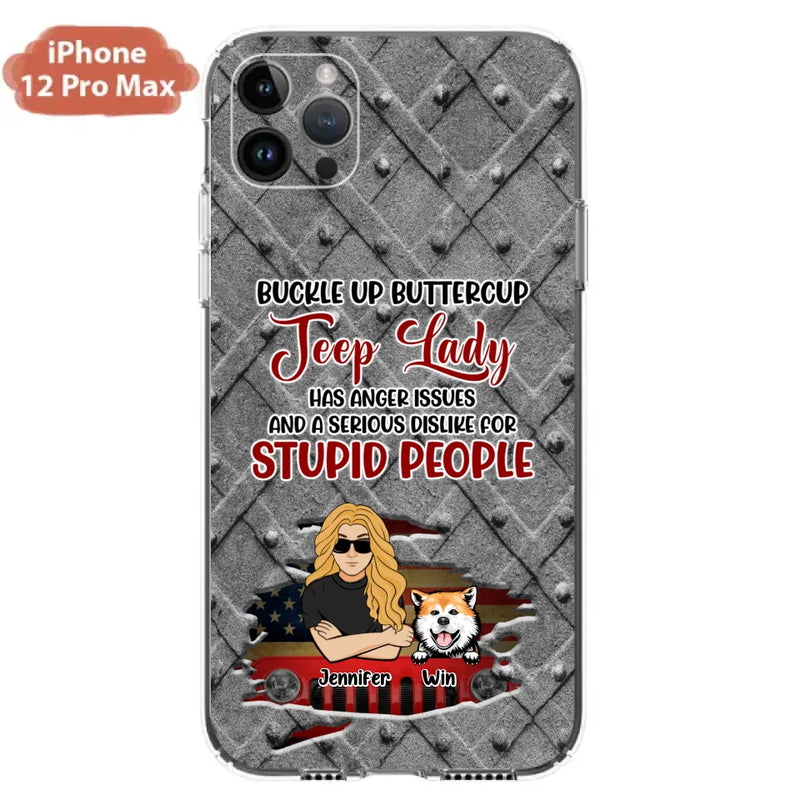 Custom Personalized Off-road Dog Lady Phone Case - Up to 4 Dogs - Gift Idea For Dogs Lover - Off-road Lady Has Anger Issues And A Serious Dislike - Case For iPhone And Samsung