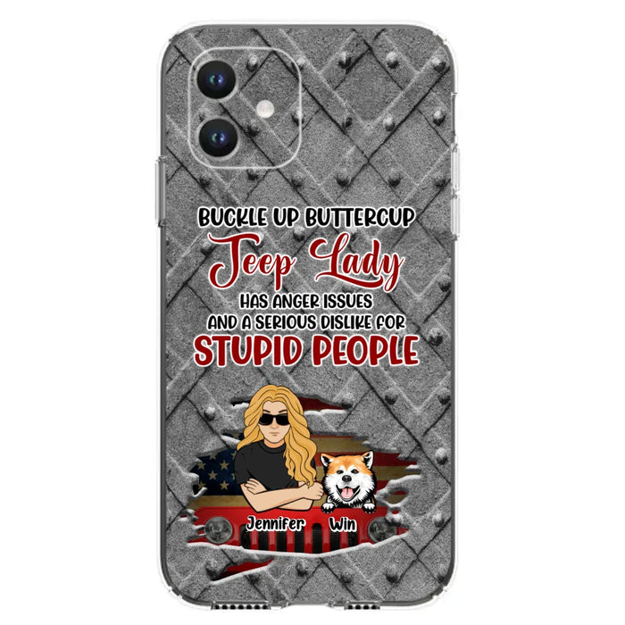 Custom Personalized Off-road Dog Lady Phone Case - Up to 4 Dogs - Gift Idea For Dogs Lover - Off-road Lady Has Anger Issues And A Serious Dislike - Case For iPhone And Samsung