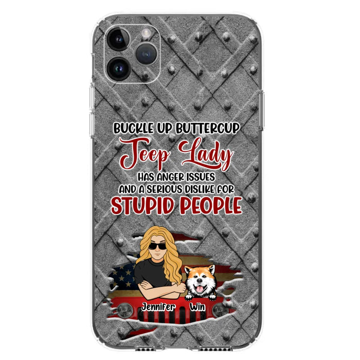 Custom Personalized Off-road Dog Lady Phone Case - Up to 4 Dogs - Gift Idea For Dogs Lover - Off-road Lady Has Anger Issues And A Serious Dislike - Case For iPhone And Samsung