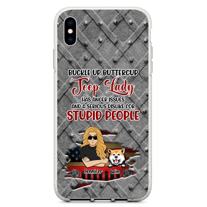 Custom Personalized Off-road Dog Lady Phone Case - Up to 4 Dogs - Gift Idea For Dogs Lover - Off-road Lady Has Anger Issues And A Serious Dislike - Case For iPhone And Samsung