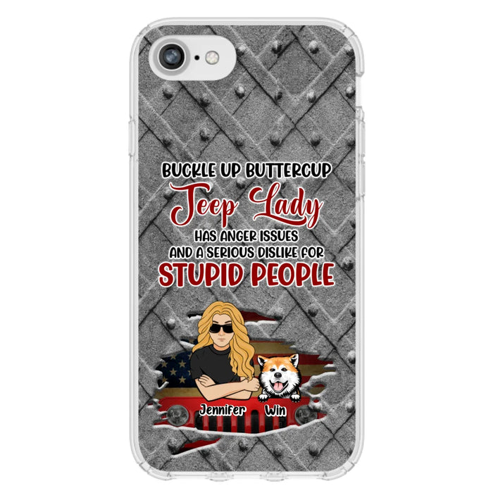 Custom Personalized Off-road Dog Lady Phone Case - Up to 4 Dogs - Gift Idea For Dogs Lover - Off-road Lady Has Anger Issues And A Serious Dislike - Case For iPhone And Samsung