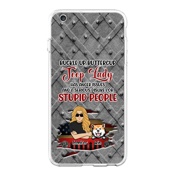 Custom Personalized Off-road Dog Lady Phone Case - Up to 4 Dogs - Gift Idea For Dogs Lover - Off-road Lady Has Anger Issues And A Serious Dislike - Case For iPhone And Samsung