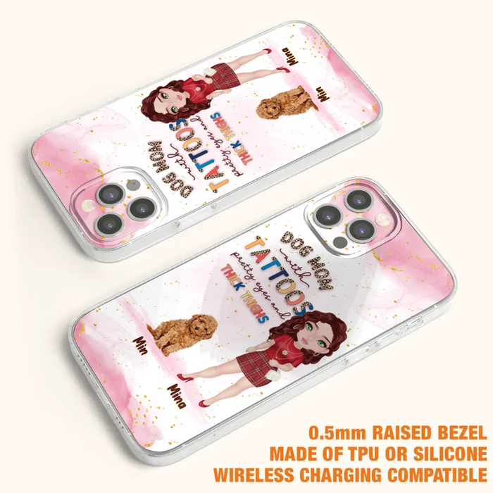 Custom Personalized Dog Mom Phone Case - Up to 5 Dogs - Best Gift Idea For Dog Lovers/Mother's Day - Dog Mom With Tattoos Pretty Eyes And Thick Thighs - Cases For iPhone And Samsung